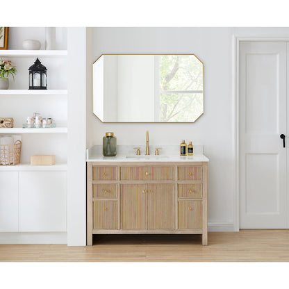 48"x30" Octagon Aluminum Framed in Brushed Gold Modern Bathroom Wall Mirror