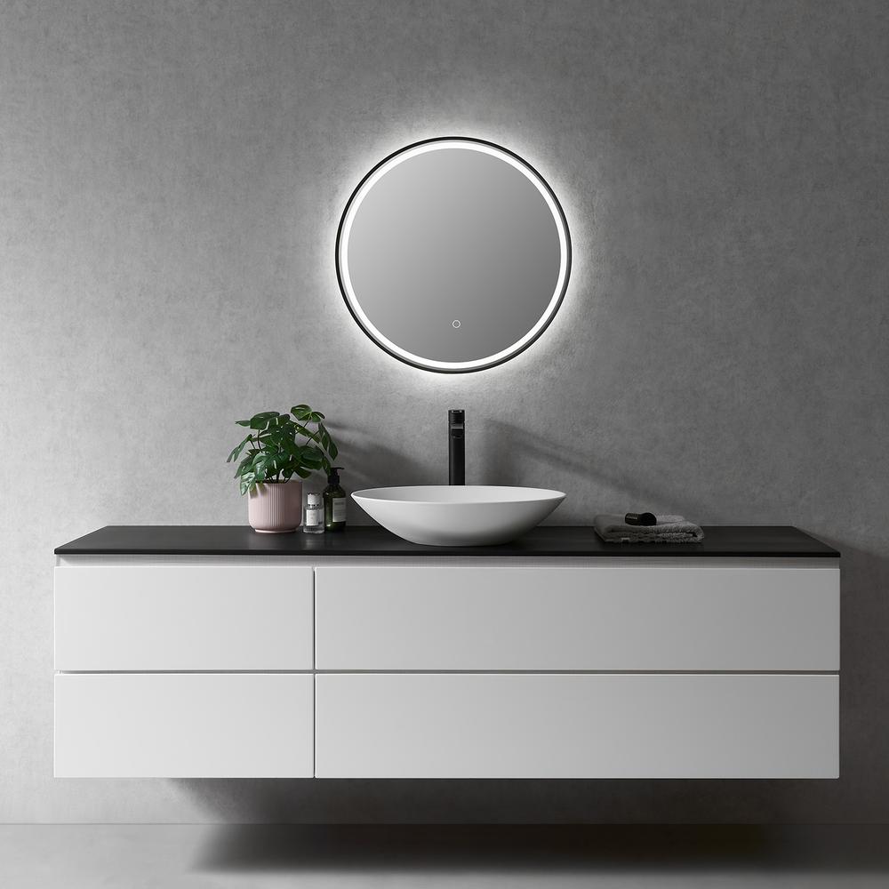 Framed in Matt Black Modern Bathroom/Vanity LED Lighted Wall Mirror