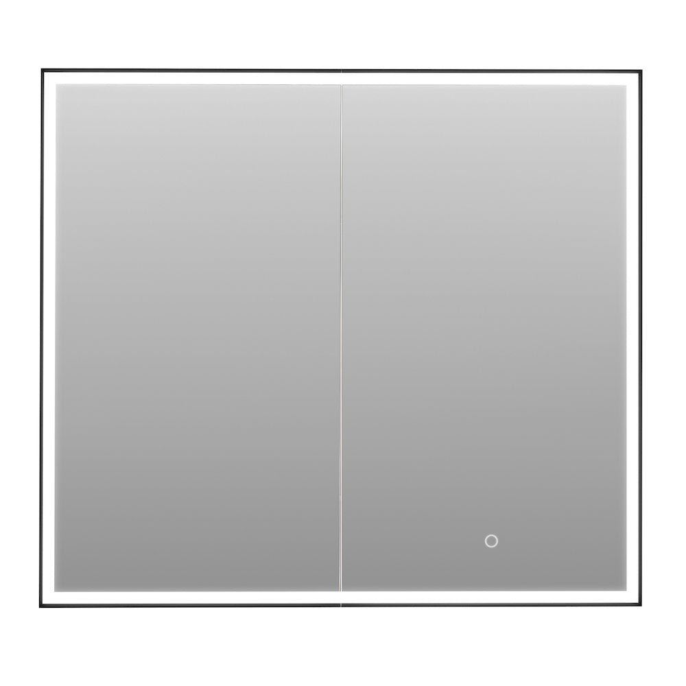 36"x32" Rectangular Bathroom Black Aluminum Mirror Medicine Cabinet
