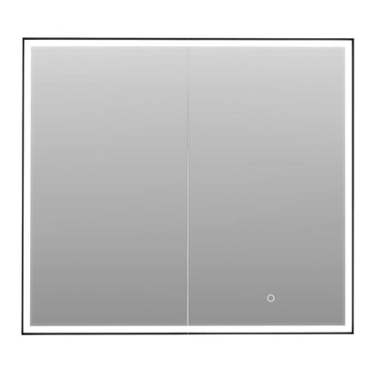 36"x32" Rectangular Bathroom Black Aluminum Mirror Medicine Cabinet