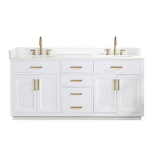 72" Double Bathroom Vanity in White without Mirror
