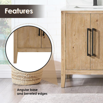 Double Bathroom Vanity in Weathered Fir with Stone Countertop with Mirror