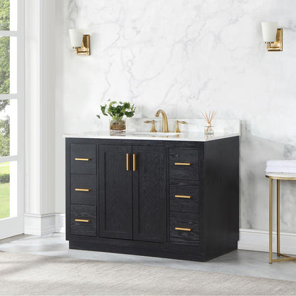 48" Single Bathroom Vanity Set in Black Oak without Mirror
