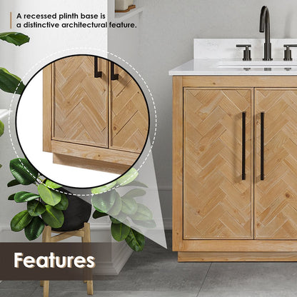 72" Double Bathroom Vanity Grain White Engineered Stone Countertop