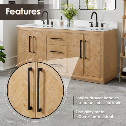 72" Double Bathroom Vanity Grain White Engineered Stone Countertop