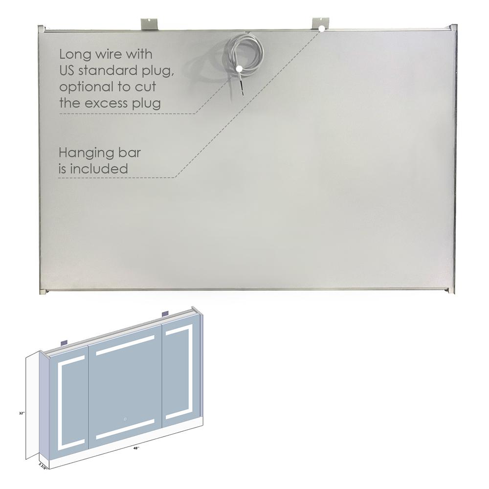 Frameless Surface-Mount/Recessed LED Lighted Bathroom Medicine Cabinet