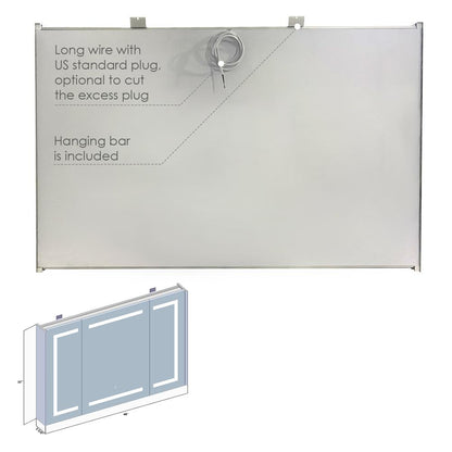 Frameless Surface-Mount/Recessed LED Lighted Bathroom Medicine Cabinet