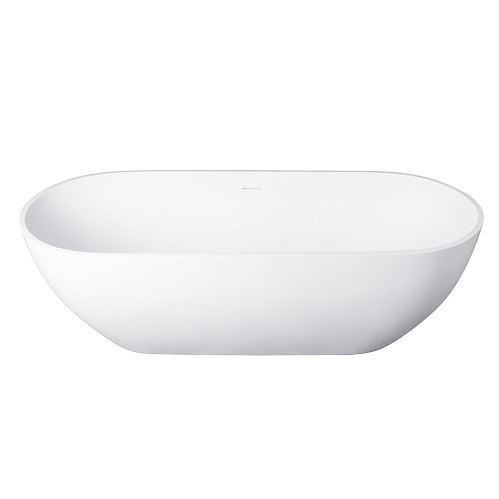 59" x 30" Solid Surface Soaking Bathtub and Integrated Overflow
