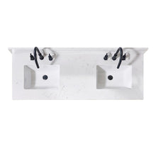 61. in Composite Stone Vanity Top in Aosta White with Double White Sink