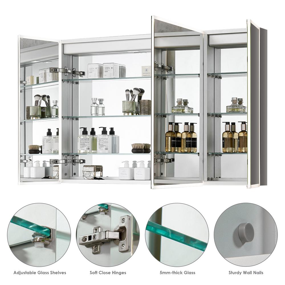 Frameless Surface-Mount/Recessed LED Lighted Bathroom Medicine Cabinet