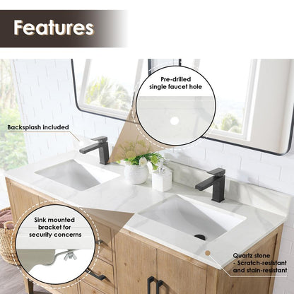 Double Bathroom Vanity in Weathered Fir with Stone Countertop with Mirror