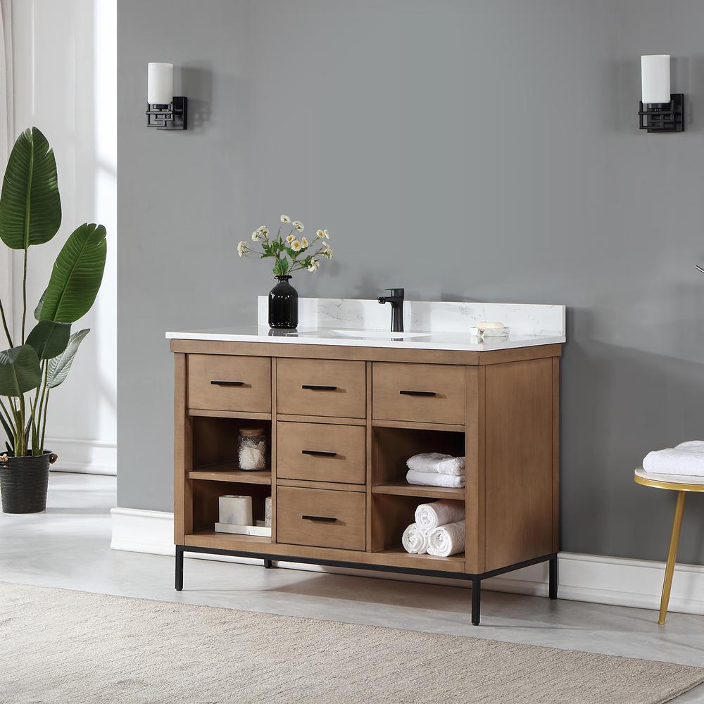 48" Single Bathroom Vanity Set in Brown Pine without Mirror