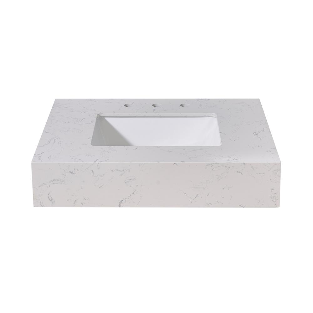 30. in Composite Stone Vanity Top in Aosta White Apron with White Sink