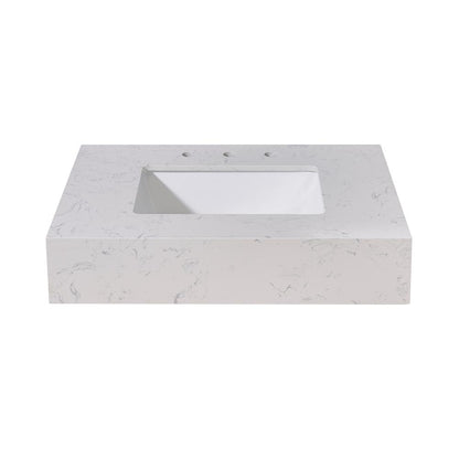 30. in Composite Stone Vanity Top in Aosta White Apron with White Sink