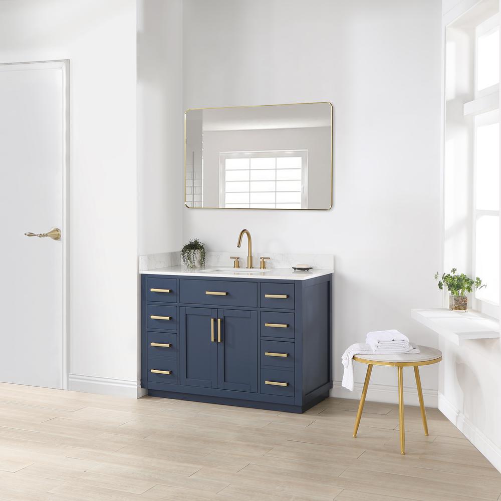 48" Single Bathroom Vanity in Royal Blue with Mirror