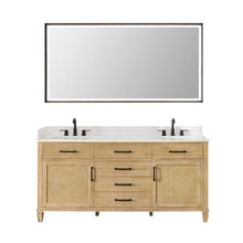72" Double Bathroom Vanity in with Grain White Engineered Stone Countertop