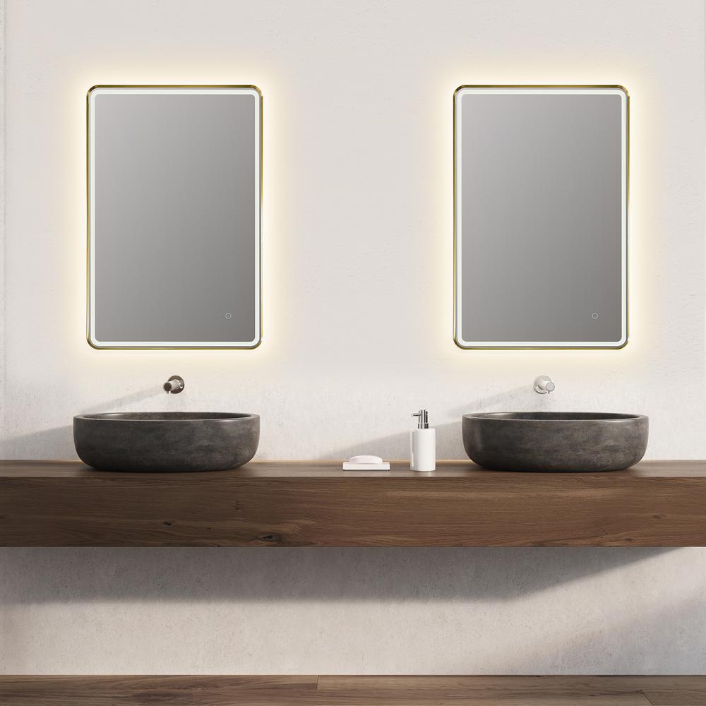 Framed in Brushed Gold Modern Bathroom/Vanity LED Lighted Wall Mirror