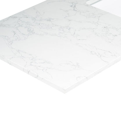 Ceres 84. in Engineered Stone Vanity Top in Grain White with Double White Sink