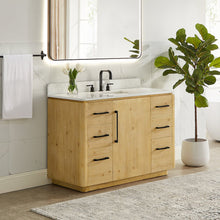 48" Single Bathroom Vanity in Nature Brown with Grain White