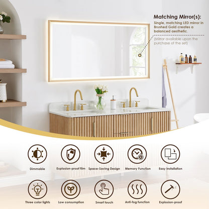 Double Bathroom Vanity in Washing Light Brown Grain White Engineered Stone