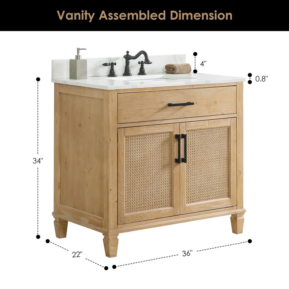 Single Bathroom Vanity in Weathered Fir with Stone Countertop with Mirror