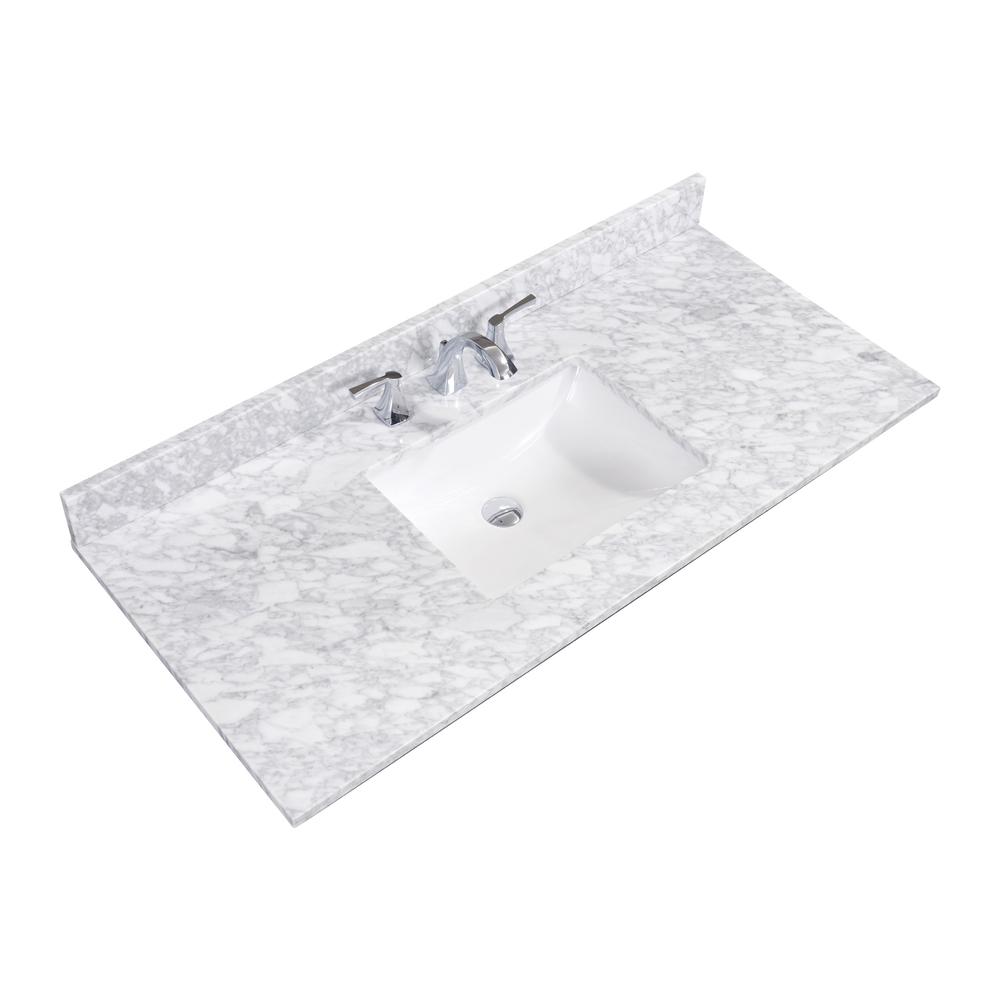 49 in. Natural Marble Vanity Top with White Sink