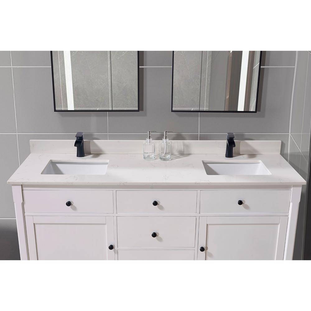 73 in. Composite Stone Vanity Top in Milano White with White Sink