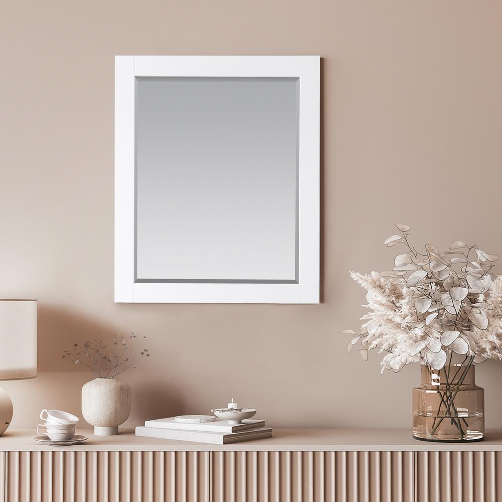 28" Rectangular Bathroom Wood Framed Wall Mirror in White