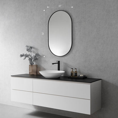 Ispra 36" Oval Bathroom/Vanity Matt Black Aluminum Framed Wall Mirror