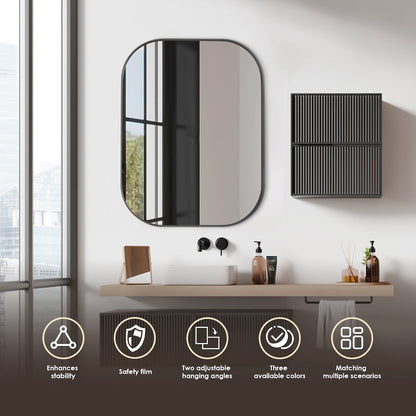 24x32" Rectangular Aluminum Framed in Gunmetal Modern Bathroom Wall Mirror