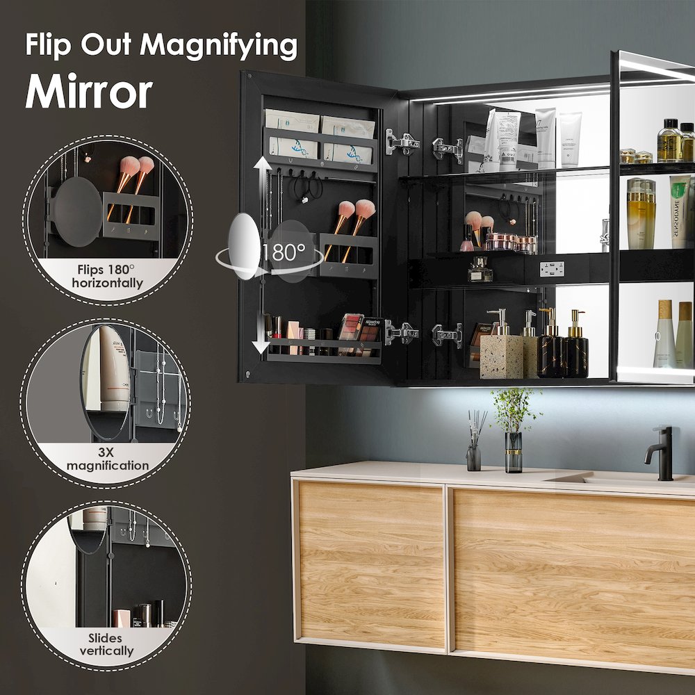 48"x28" Rectangular Frameless Surface-Mount Medicine Cabinet