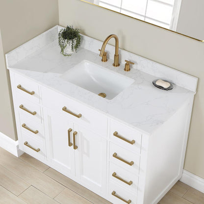 48" Single Bathroom Vanity in White without Mirror