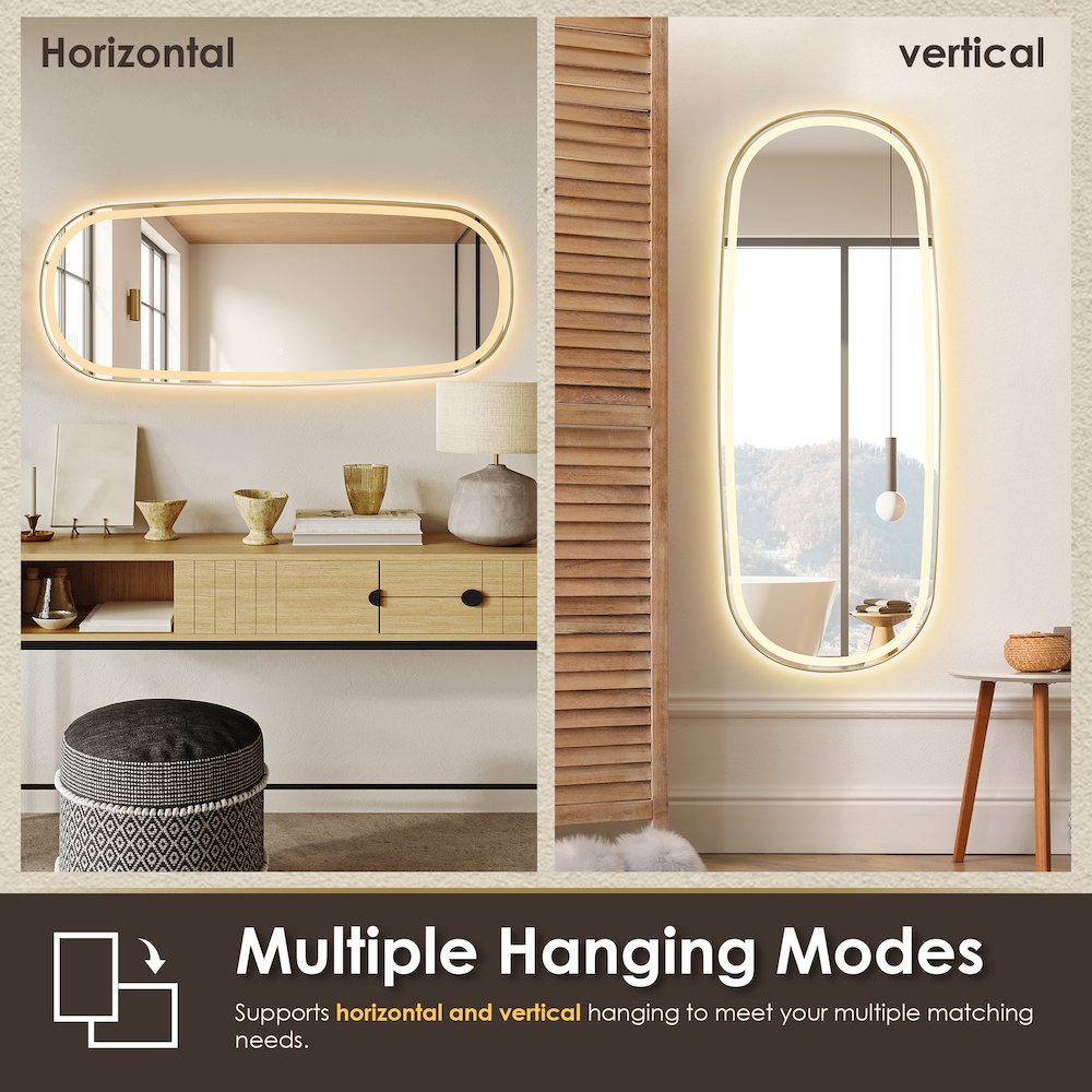 26"x65" Rectangular Anti-Fog Dimmable Modern Bathroom/Dressing