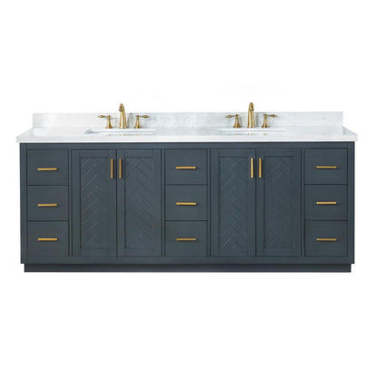 84" Double Bathroom Vanity Set in Classic Blue without Mirror