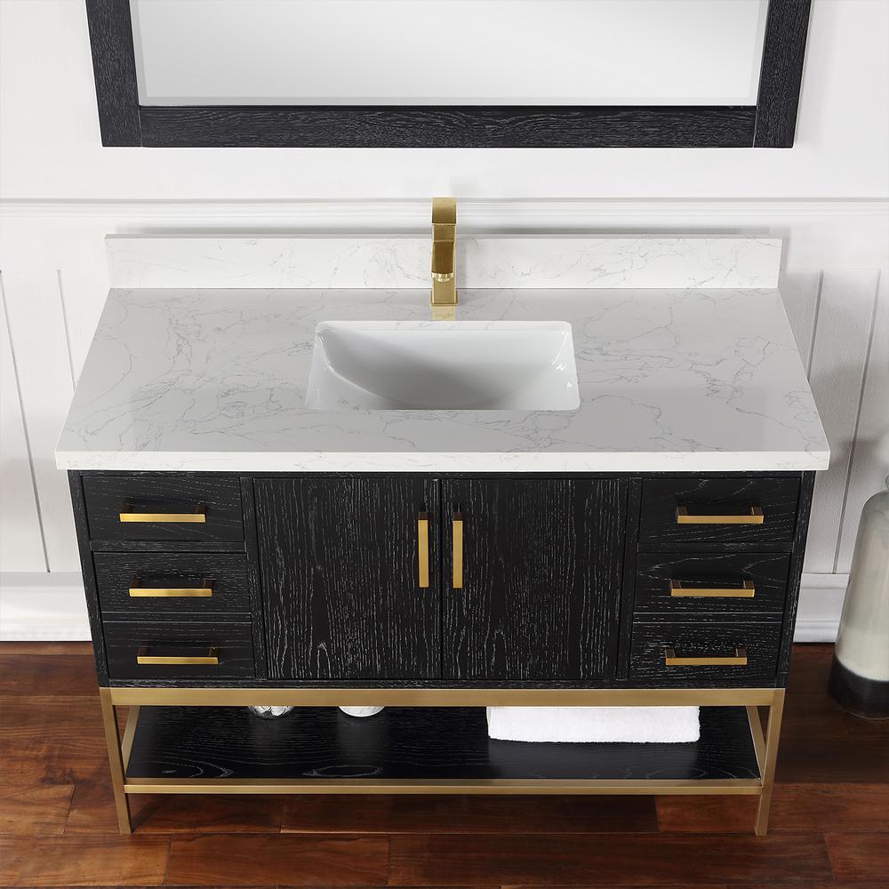 48" Single Bathroom Vanity Set in Black Oak with Mirror