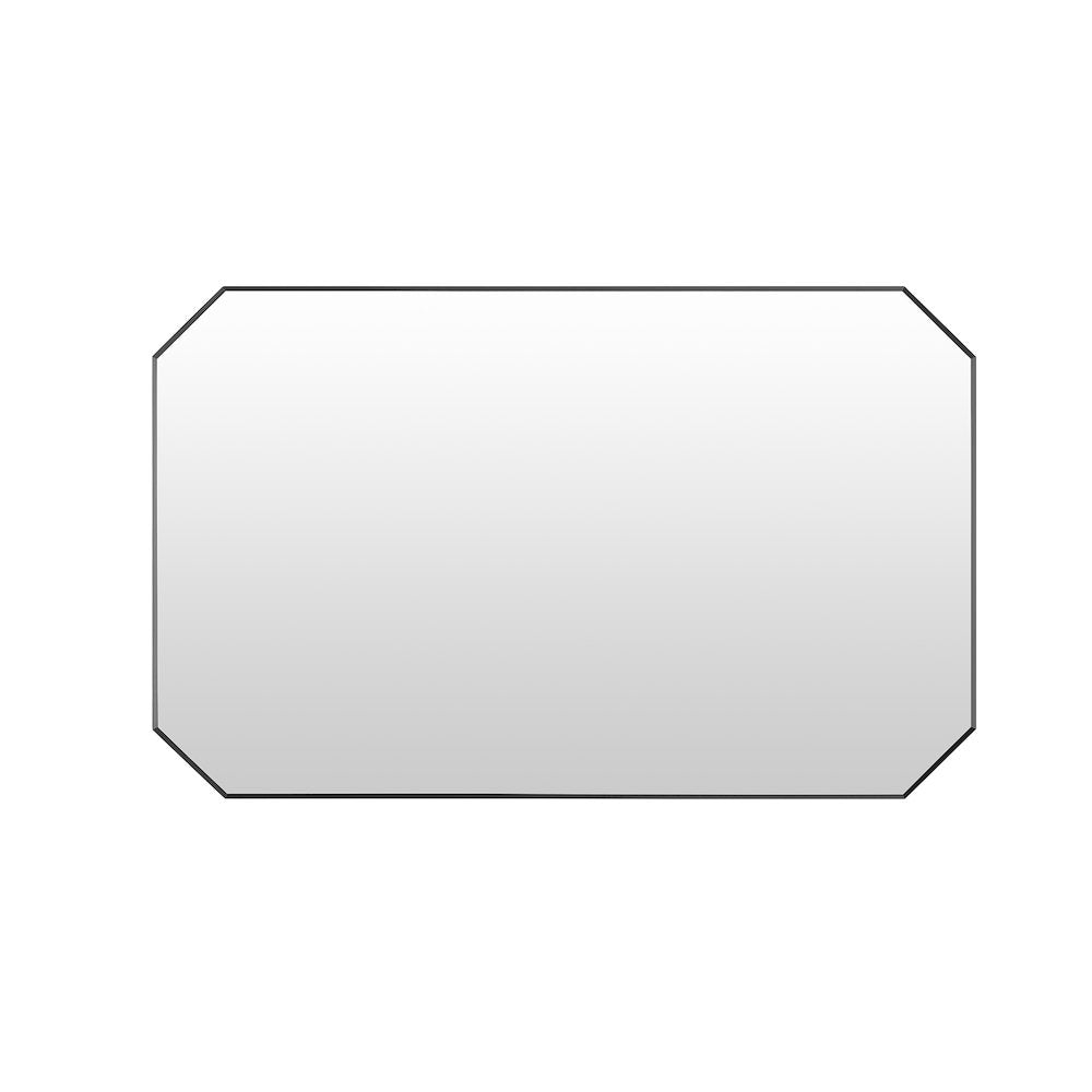 48"x30" Octagon Aluminum Framed in Matte Black Modern Bathroom Wall Mirror