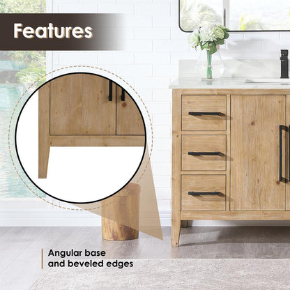 Single Bathroom Vanity in Weathered Fir with Stone Countertop without Mirror