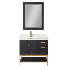 36" Single Bathroom Vanity Set in Black Oak with Mirror