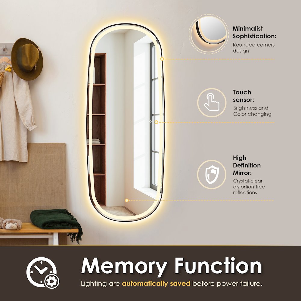 26"x65" Rectangular Anti-Fog Dimmable Modern Bathroom/Dressing