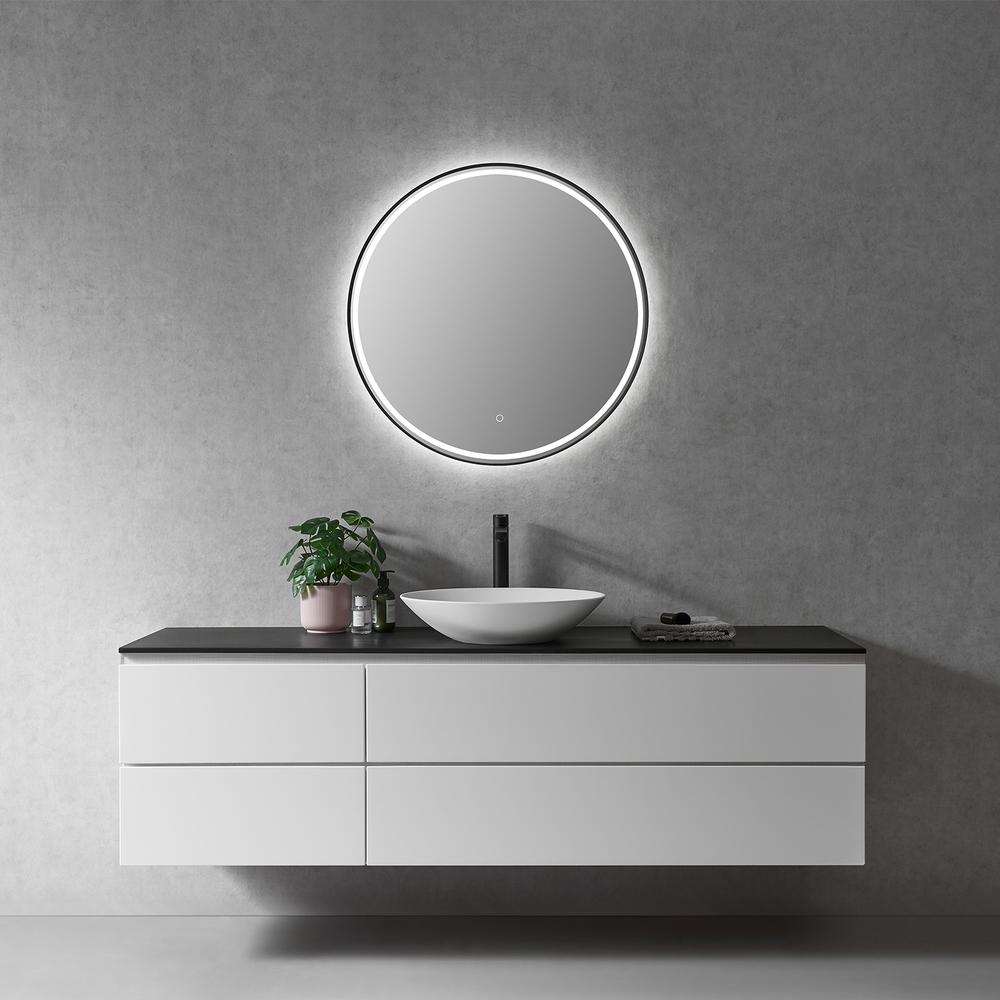 Framed in Matt Black Modern Bathroom/Vanity LED Lighted Wall Mirror