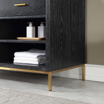 60" Double Bathroom Vanity Set in Black Oak without Mirror