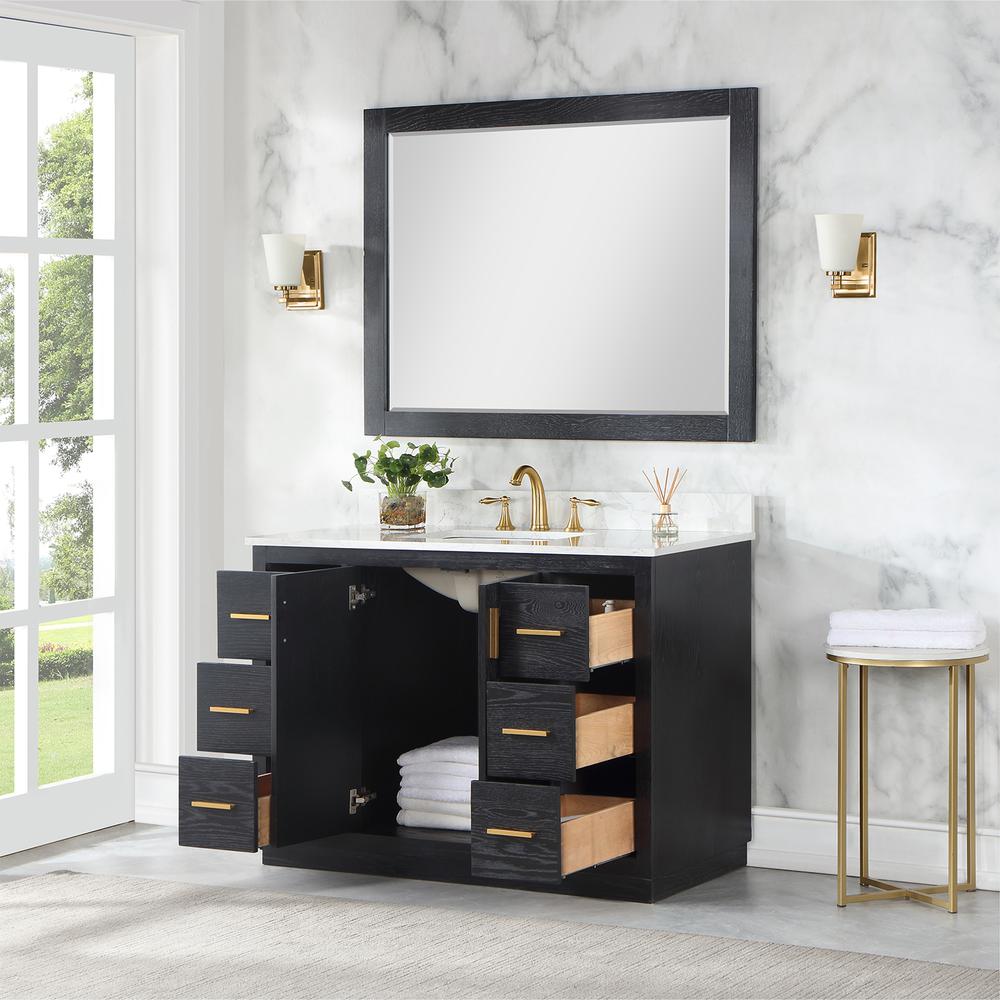 48" Single Bathroom Vanity Set in Black Oak with Mirror