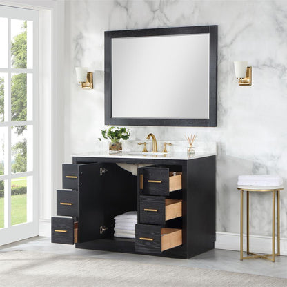 48" Single Bathroom Vanity Set in Black Oak with Mirror