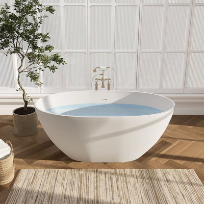 55" x 30" Solid Surface Soaking Bathtub and Integrated Overflow
