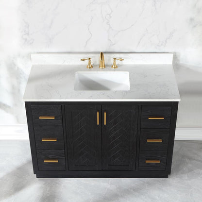 48" Single Bathroom Vanity Set in Black Oak without Mirror