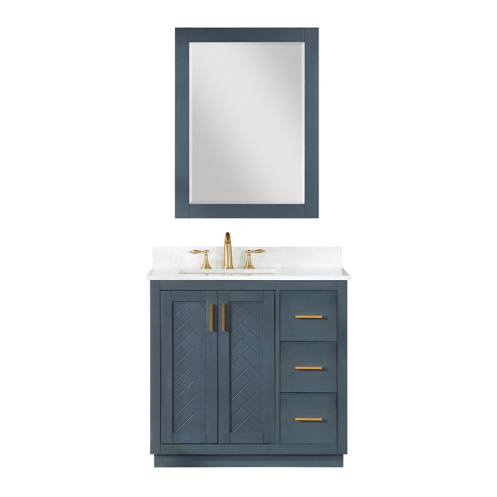 36" Single Bathroom Vanity Set in Classic Blue with Mirror