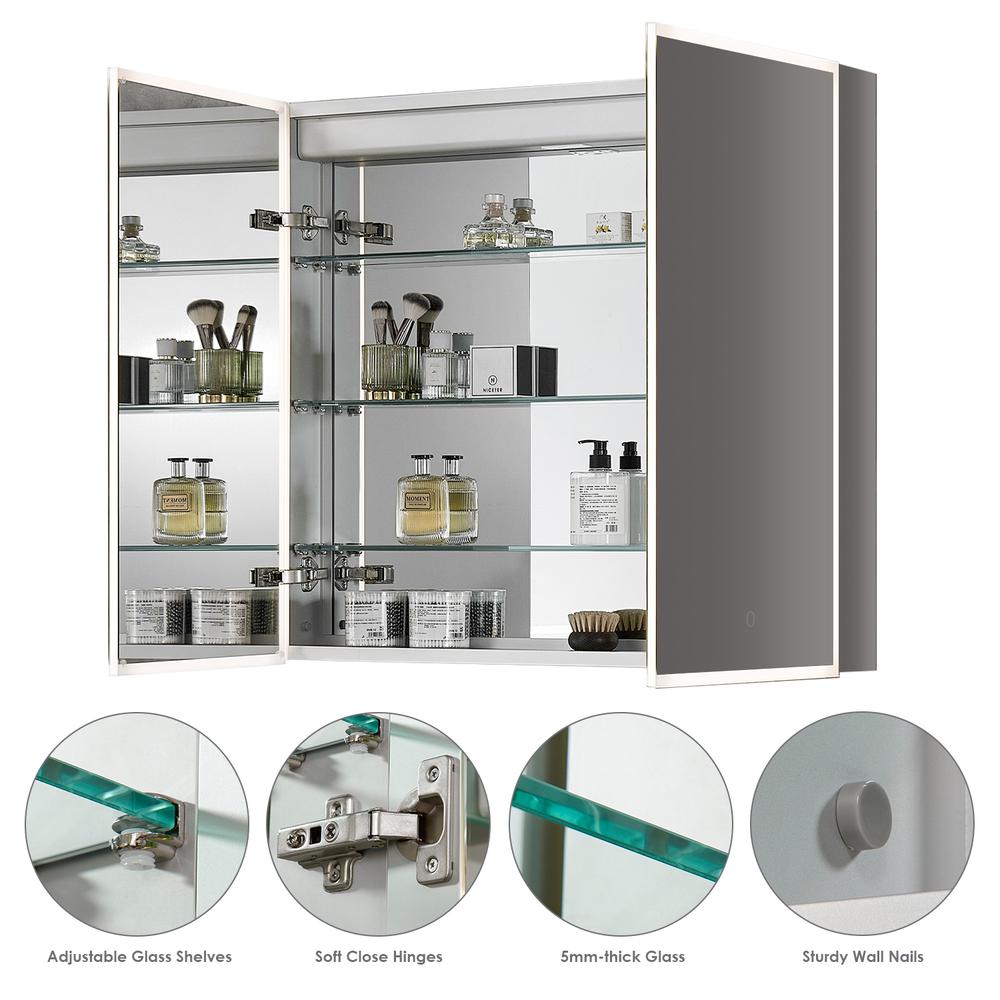 Frameless Surface-Mount/Recessed LED Lighted Bathroom Medicine Cabinet