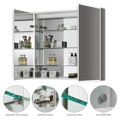 Frameless Surface-Mount/Recessed LED Lighted Bathroom Medicine Cabinet
