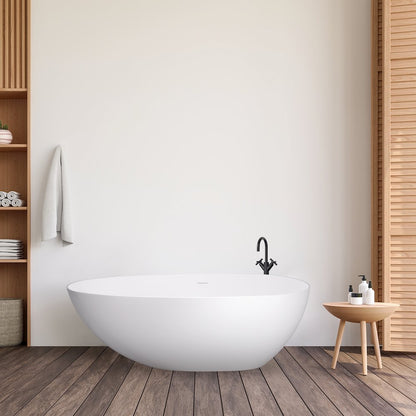 59" x 31" Solid Surface Soaking Bathtub and Integrated Overflow