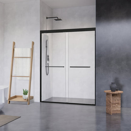 Framed Shower Door in Matte Black with Clear Glass